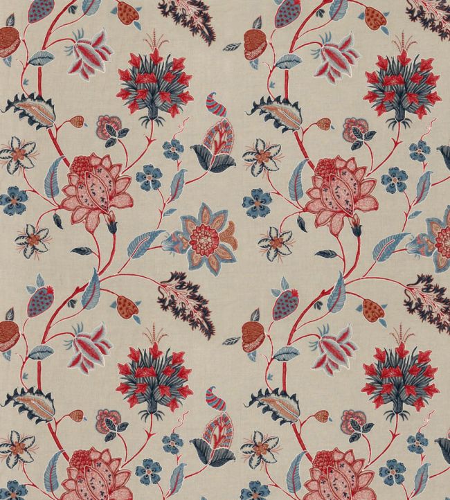 Bakers Indienne Embroidery Fabric by GP & J Baker Indigo / Red