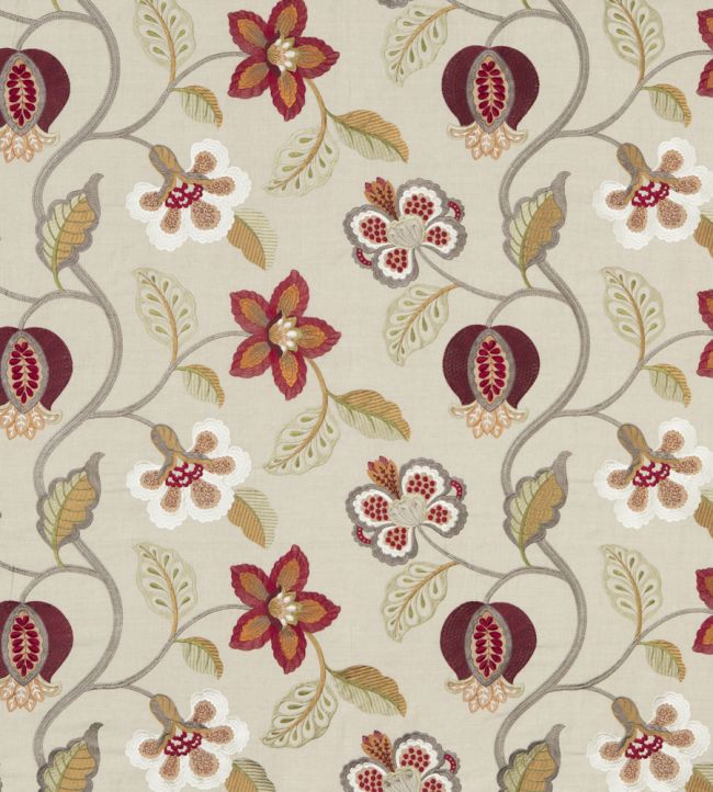 Elvaston Fabric by GP & J Baker Red/Ivory