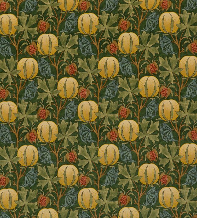 Pumpkins Velvet Fabric by GP & J Baker Green/Terracotta