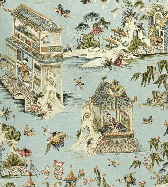 Grand Palace Fabric by Thibaut Mist