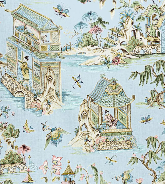 Grand Palace Fabric by Thibaut Spa Blue