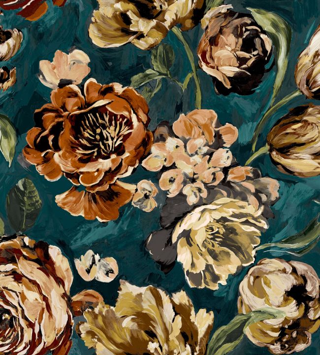 Grande Bronte Fabric by Arley House Navy/Teal
