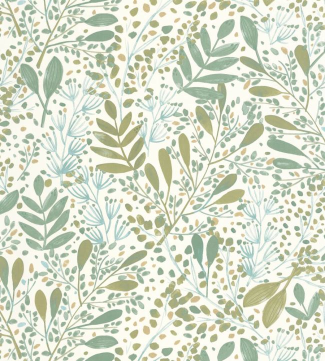 Joy Wallpaper by Caselio Vert Mousse Or