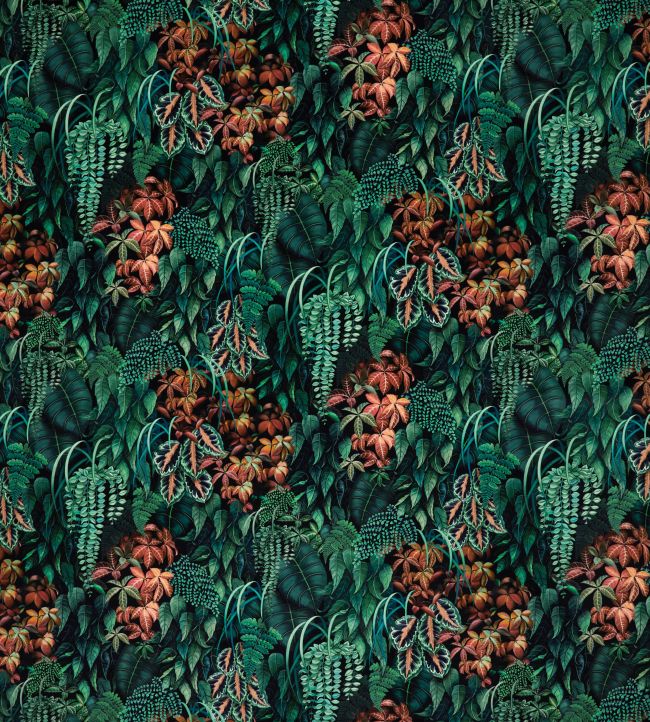 Green Wall Velvet Fabric by Osborne & Little Teal