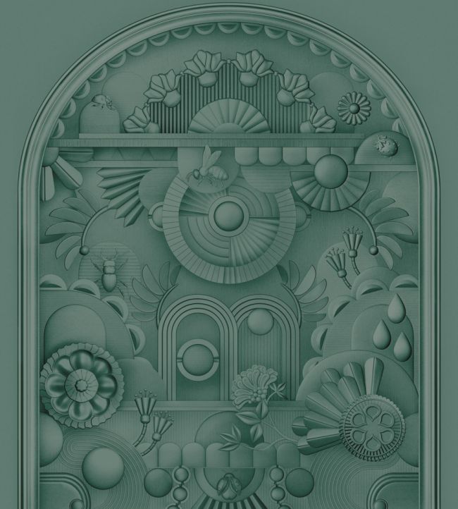 Greenhouse Gathering Arch Mural by Moooi Forest Green