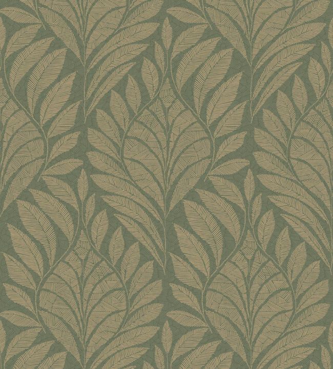 Gustav Wallpaper by Casamance Vert de gris/dore