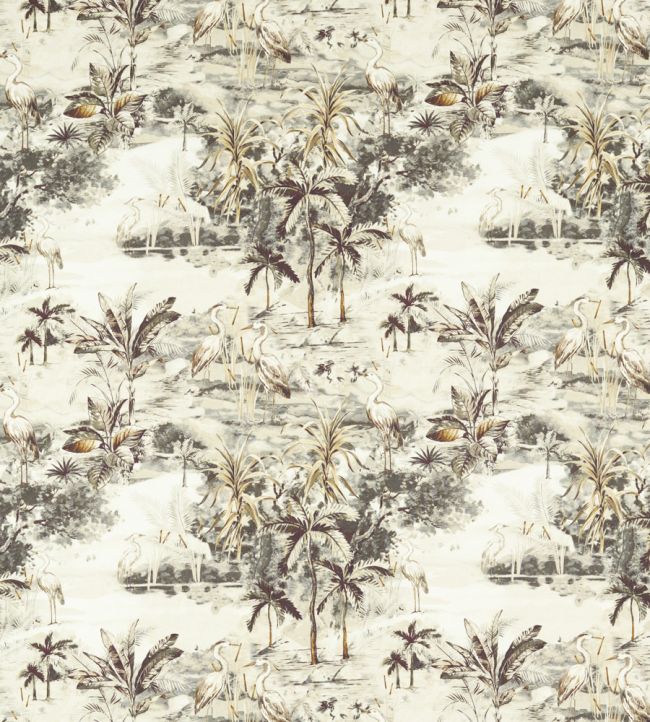 Habitat Fabric by Clarke & Clarke Charcoal/Linen
