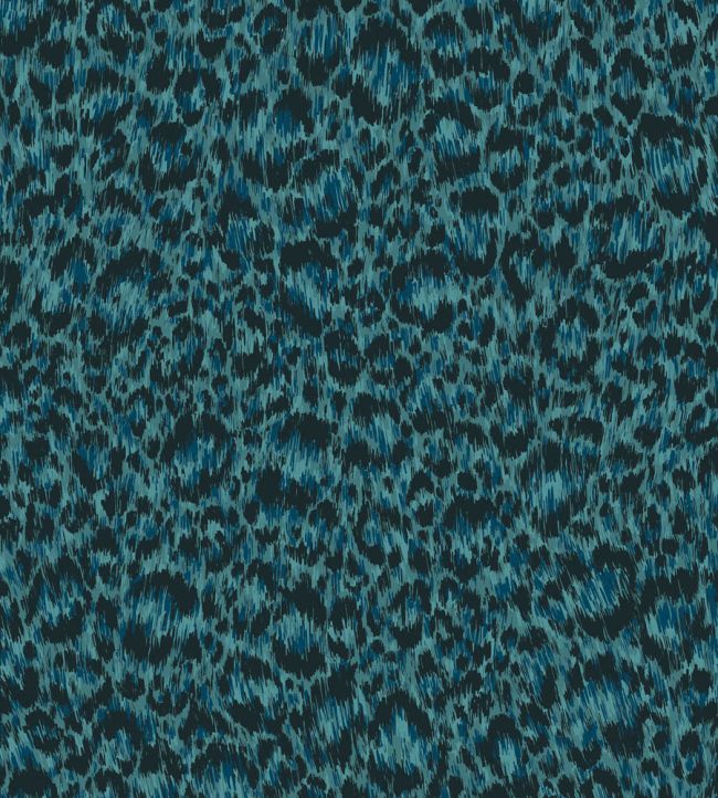 Hand Painted Leopard Wallpaper by Cole & Son Petrol & Teal
