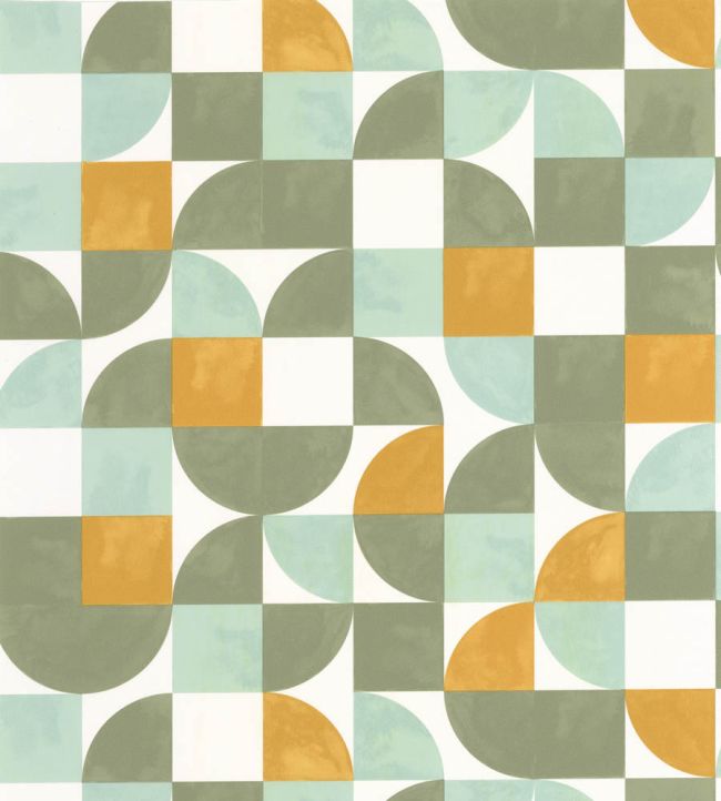 Happiness Wallpaper by Caselio Vert Kaki Orange