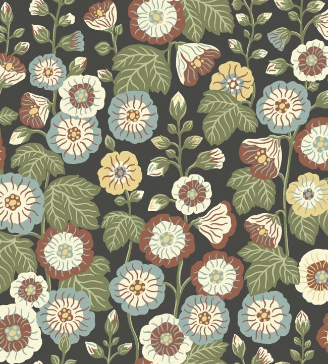 Happy Hollyhocks Wallpaper by Borastapeter Night