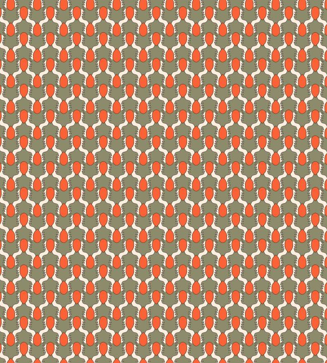 Happy People Wallpaper by Ottoline Sage Green and Orange