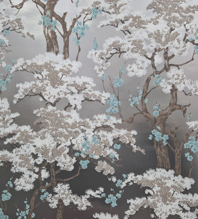 Harewood Foil Wallpaper by 1838 Wallcoverings Silver