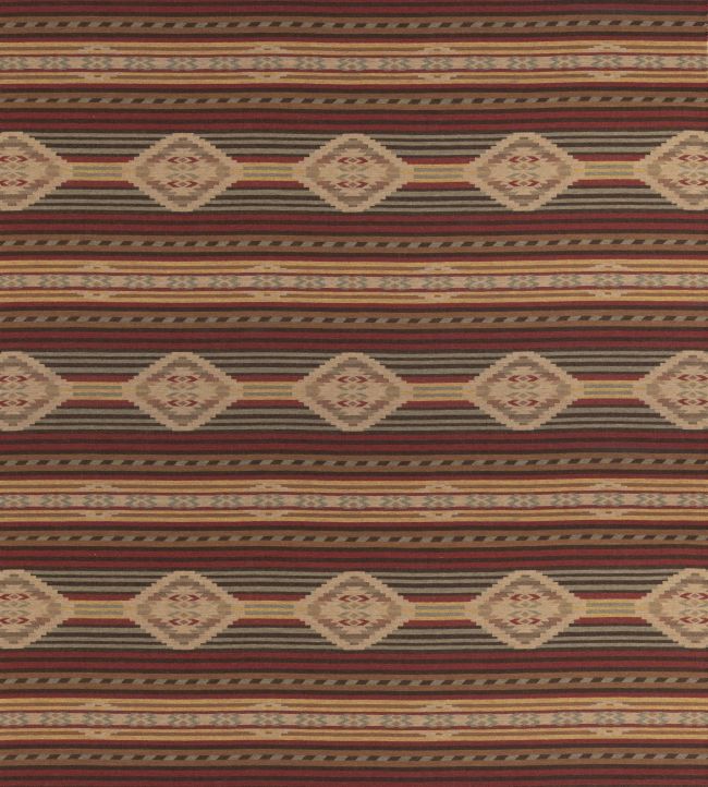 Harlech Fabric by Mulberry Home Red/Lovat/Sand
