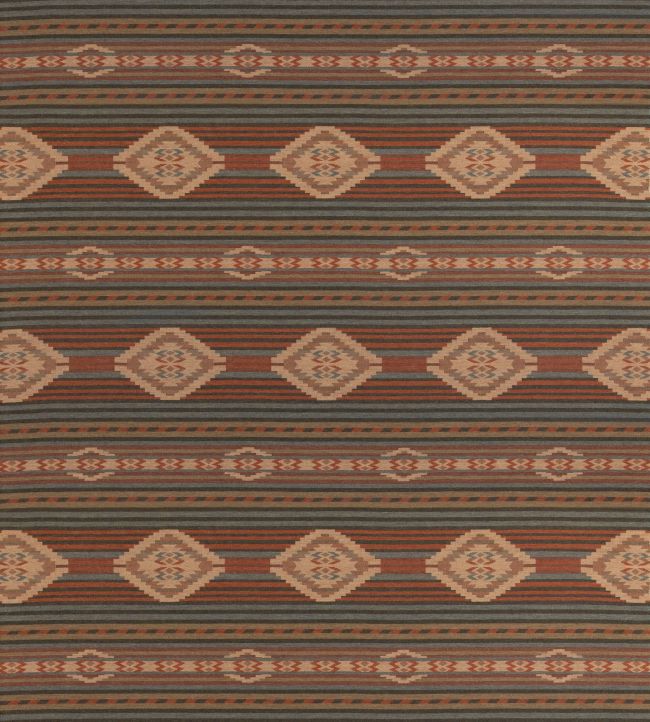 Harlech Fabric by Mulberry Home Russet/Teal