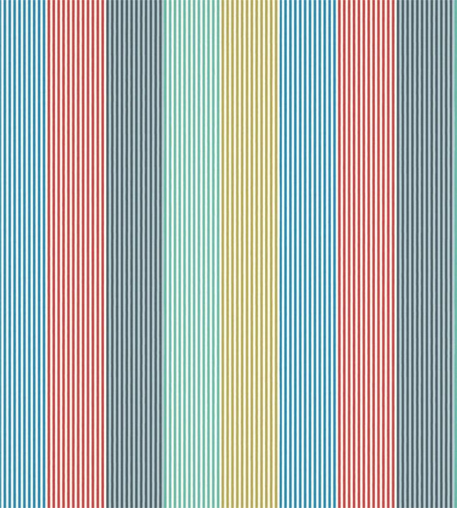 Funfair Stripe Fabric by Harlequin Ink/Aqua/Kiwi/Marine/Poppy