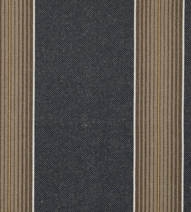 Hastings Stripe Fabric by Ian Mankin Dark Navy/Browns