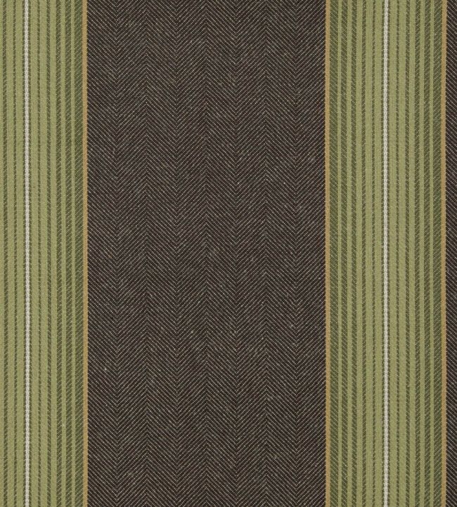 Hastings Stripe Fabric by Ian Mankin Mocha/Greens