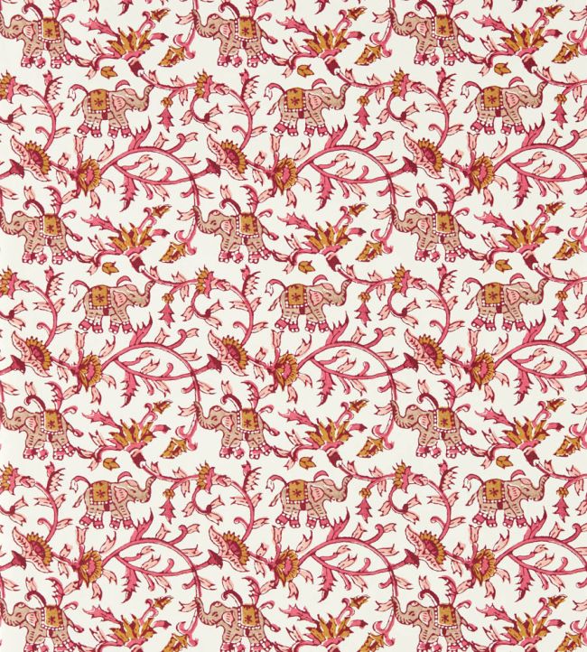 Hathi Wallpaper by Clarke & Clarke Raspberry