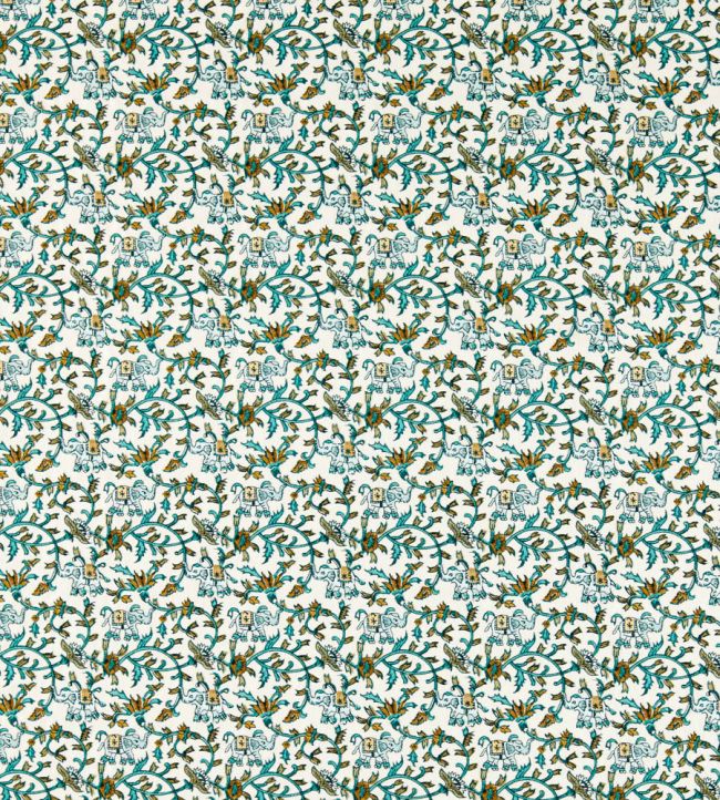 Hathi Embroidery Fabric by Clarke & Clarke Teal