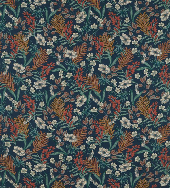 Hazelbury Linen Fabric by Studio G Midnight/Spice