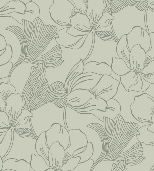 Helleborus Wallpaper by Farrow & Ball Eddy / Card Room Green