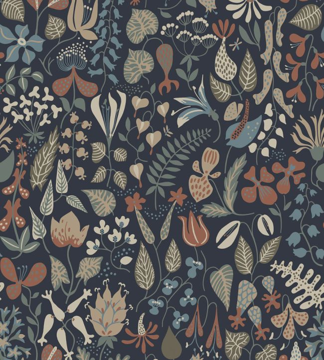 Herbarium Wallpaper by Borastapeter Midnight