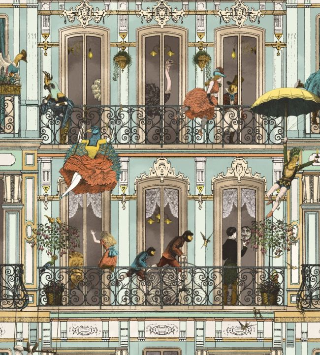 Heritage House Wallpaper by Brand McKenzie Antique Aqua