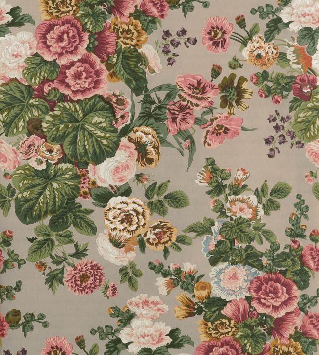 Hidcote Wallpaper by Thibaut Beige and Coral