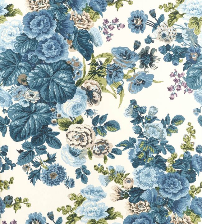 Hidcote Wallpaper by Thibaut Lavender and Blues