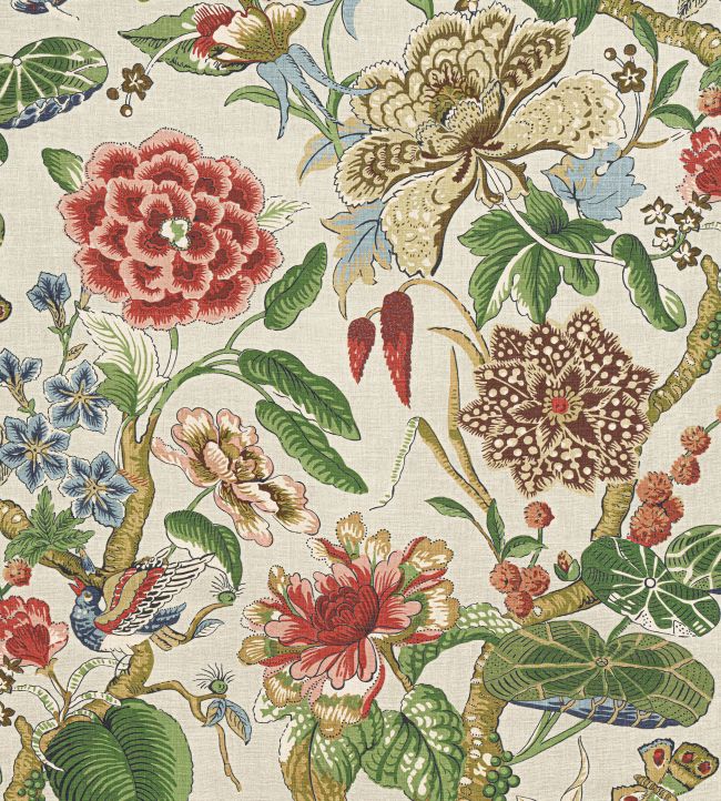 Hill Garden Fabric by Thibaut Flax
