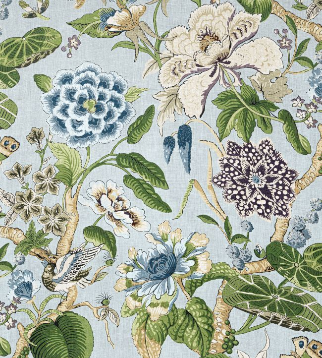 Hill Garden Fabric by Thibaut Spa Blue