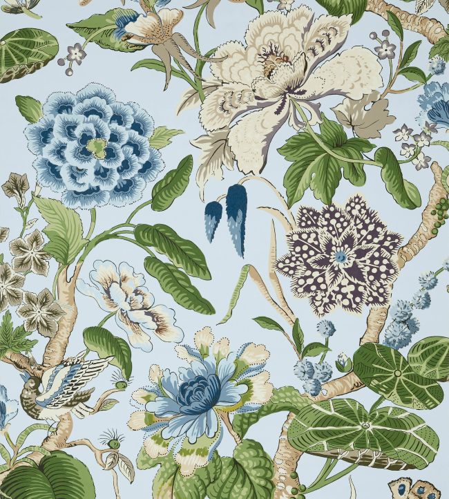 Hill Garden Wallpaper by Thibaut Spa Blue