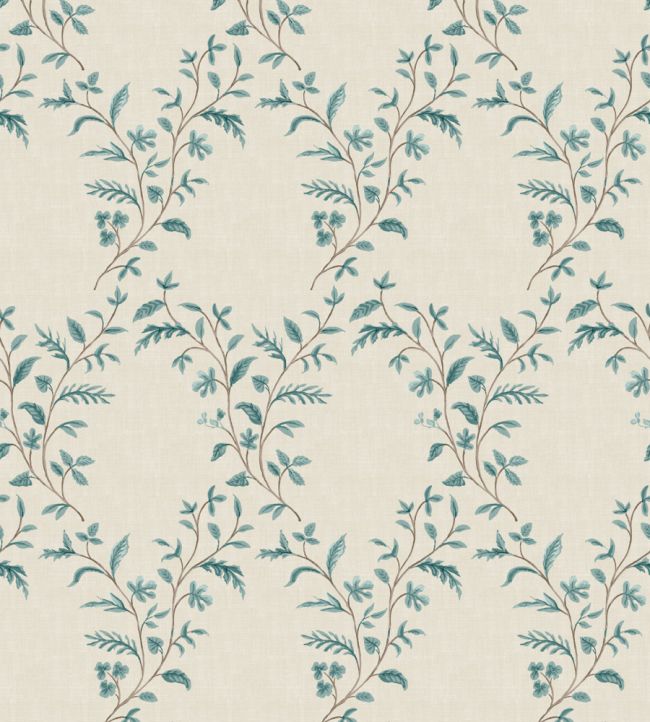 Hollingbourne Trellis Wallpaper by Nina Campbell Teal