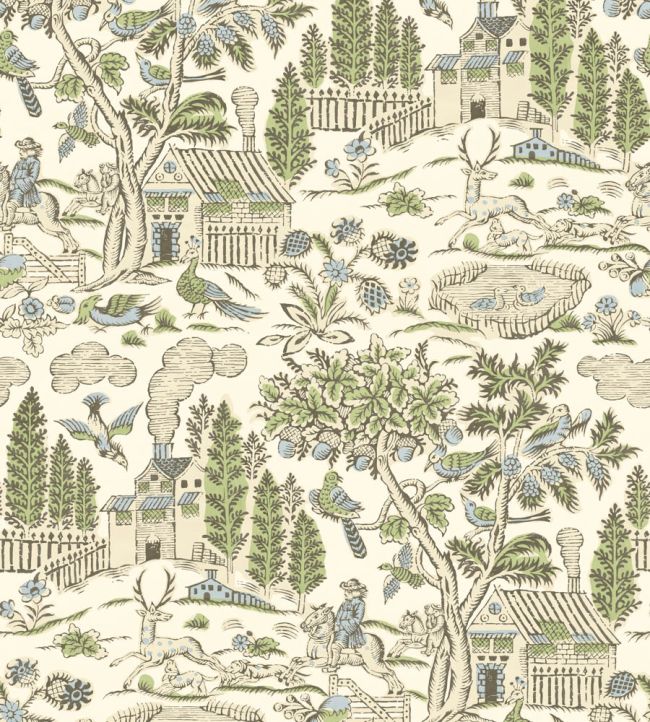 Home Park Wallpaper by GP & J Baker Soft Green/Blue