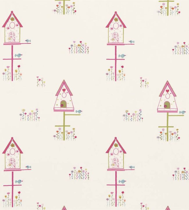 Home Tweet Home Fabric by Harlequin Pink/Lime/Duckegg