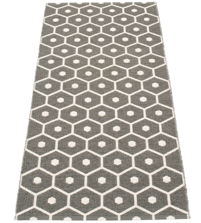 Pappelina Honey Runner rug Charcoal/Vanilla HO9A722 Charcoal/Vanilla