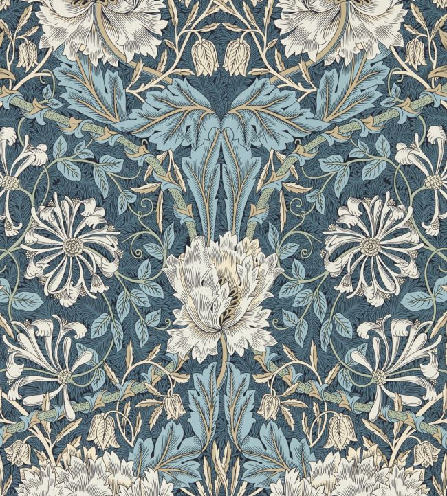 Honeysuckle & Tulip Wallpaper by Morris & Co Woad/Thyme