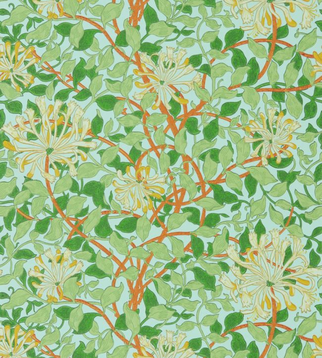 Honeysuckle Wallpaper by Morris & Co Sky/Burnt Orange
