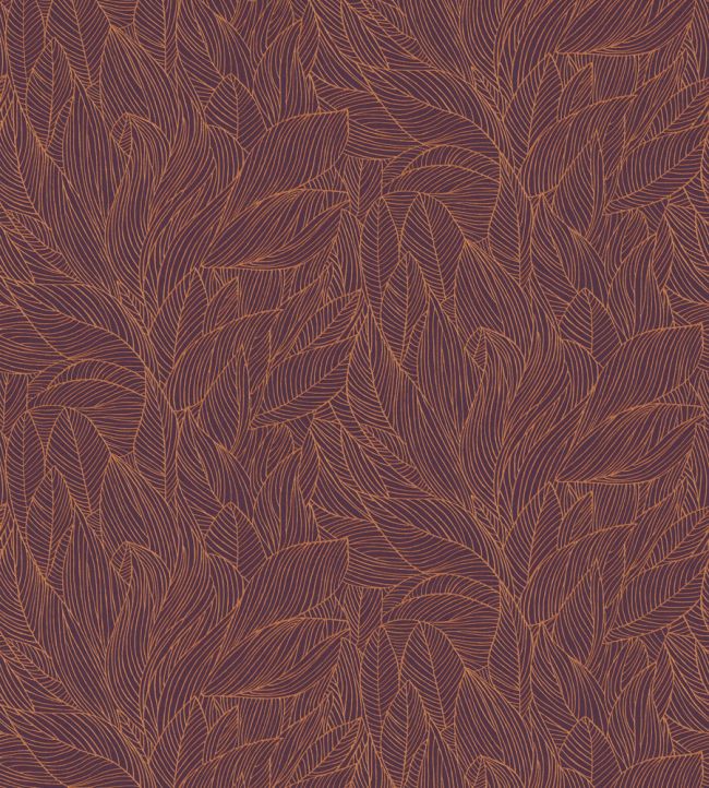 Hosta Wallpaper by Casamance Pourpre/Cuivre