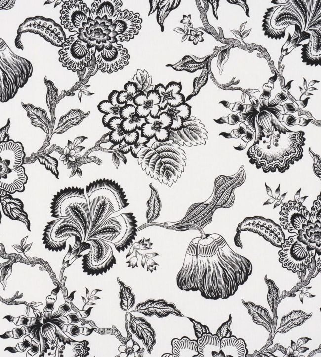 Hothouse Flowers Silhouette Fabric by Schumacher Black & White