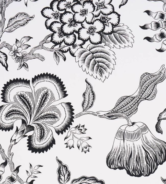 Hothouse Flowers Silhouette Wallpaper by Schumacher Black And White