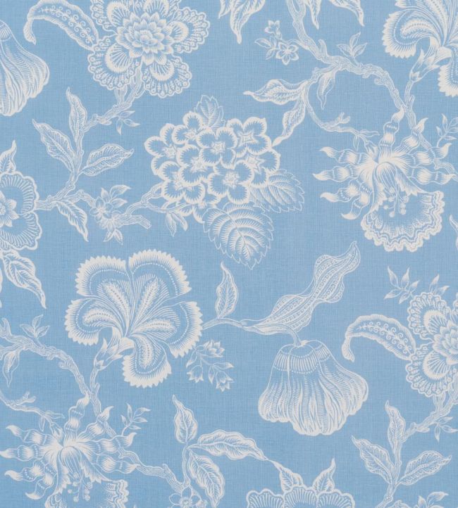 Hothouse Flowers Silhouette Fabric by Schumacher Bliss Blue