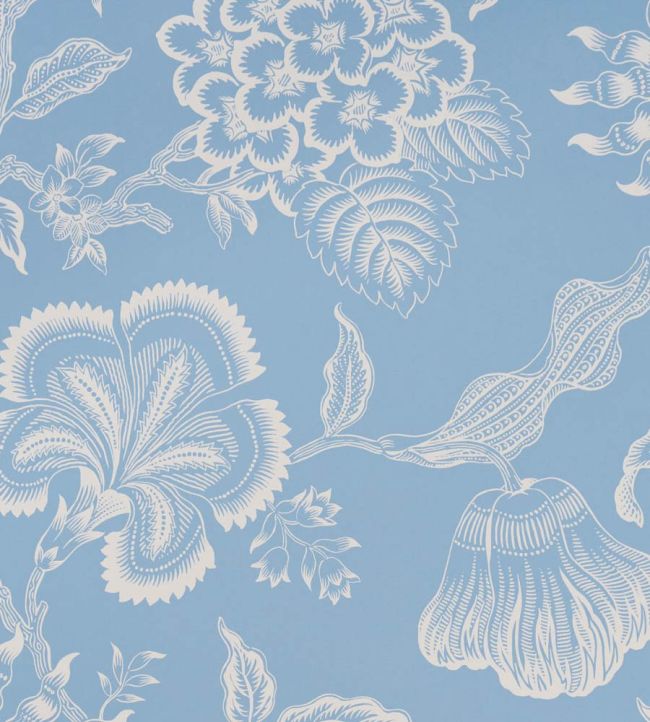 Hothouse Flowers Silhouette Wallpaper by Schumacher Bliss Blue