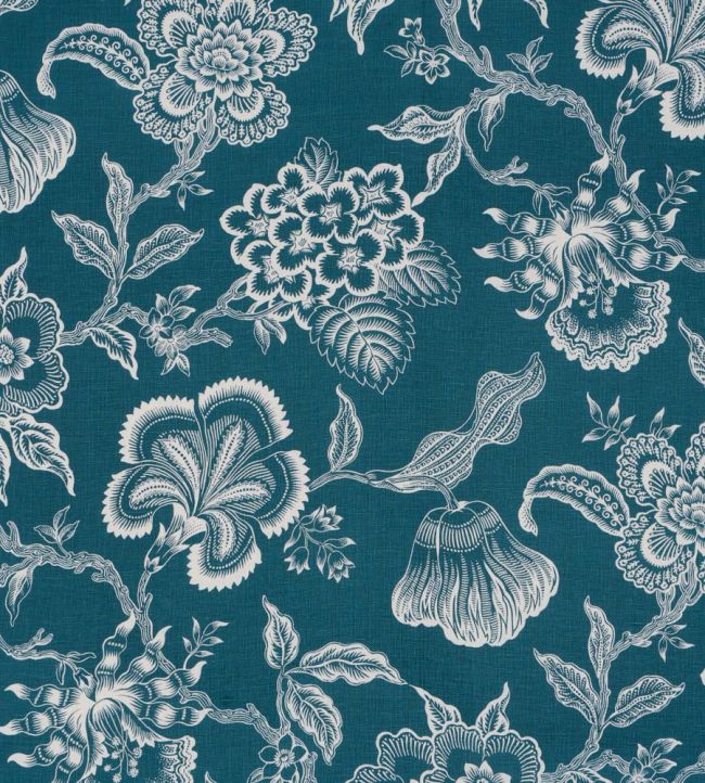 Hothouse Flowers Silhouette Fabric by Schumacher Peacock
