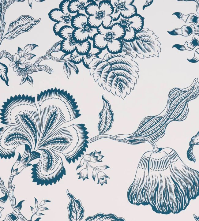 Hothouse Flowers Silhouette Wallpaper by Schumacher Peacock On White