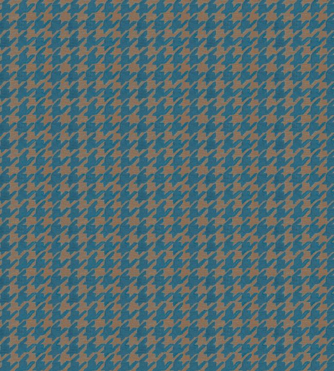 Hounds Tooth Fabric by Arley House Petrol Blue