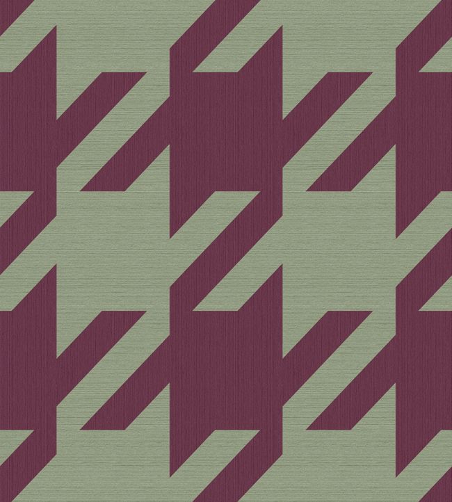 Houndstooth Mural by Eijffinger Burgundy Pistache