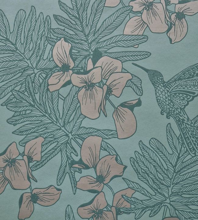 Hummingbird Wallpaper by 1838 Wallcoverings Seafoam