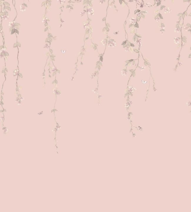 Hummingbirds Flora Mural by Cole & Son Stone on Rose Quartz