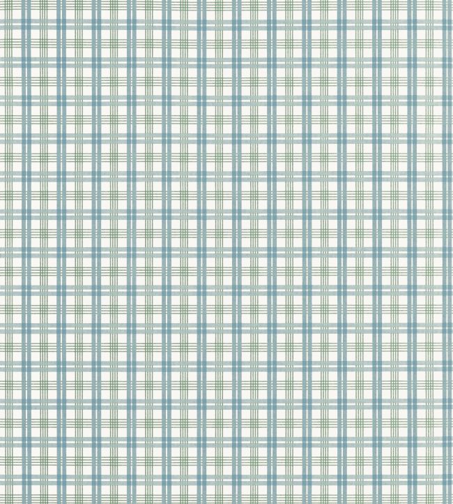 Huntley Plaid Wallpaper by Thibaut Peacock Blue and Green